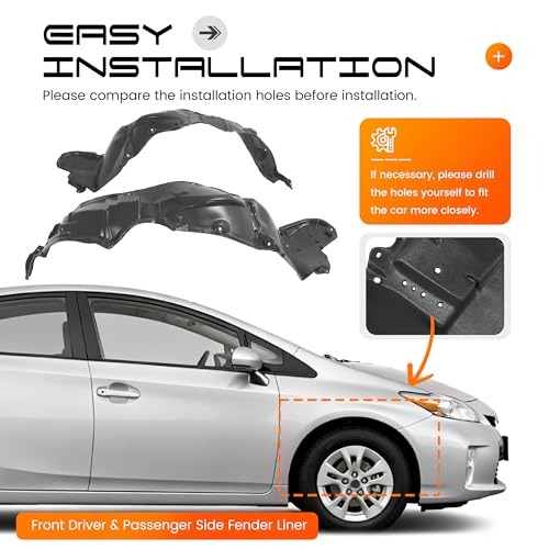 ALMULOO Front Fender Liner Compatible with 2010-2015 Toyota Prius Replacement for TO1248158 TO1249158 5387647070 5387547030 w/o Insulation Foam Wheel Liner Splash Shields Guard Inner Panel - Image 5