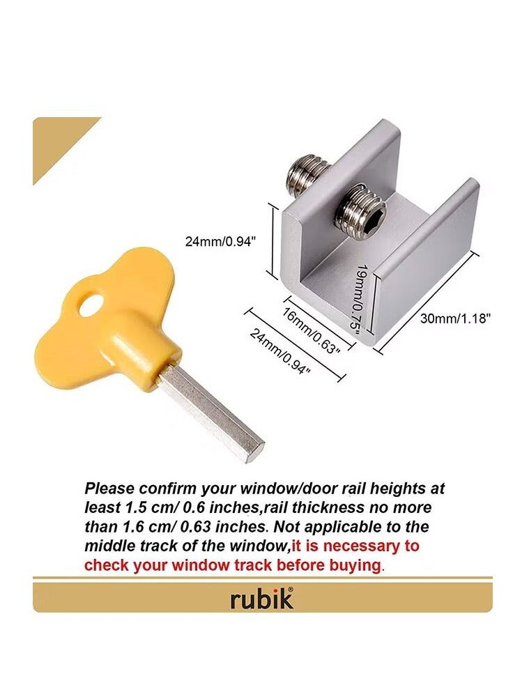 Rubik عبوة من 4 أقفال نوافذ منزلقة مع قفل أمان فضي/أصفر 1.18 × 0.94 × 0.9 بوصة - Image 2