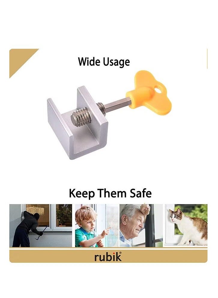 Rubik عبوة من 4 أقفال نوافذ منزلقة مع قفل أمان فضي/أصفر 1.18 × 0.94 × 0.9 بوصة - Image 4