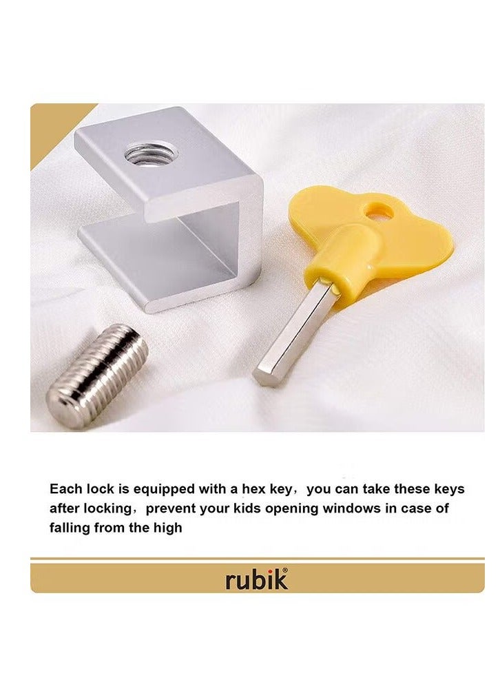 Rubik عبوة من 4 أقفال نوافذ منزلقة مع قفل أمان فضي/أصفر 1.18 × 0.94 × 0.9 بوصة - Image 3