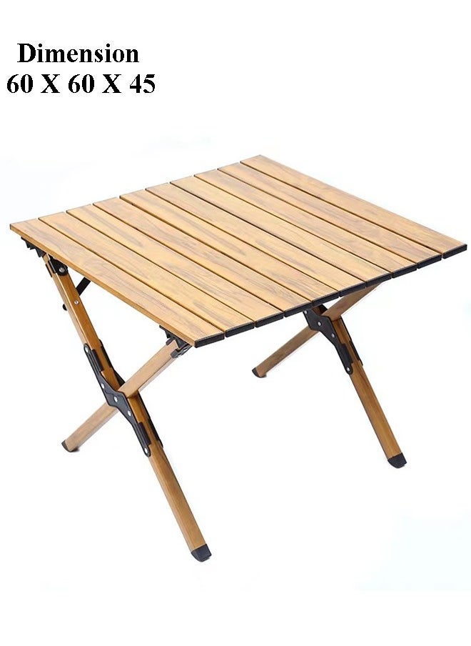 NKX - Portable Folding Table with 4 Chairs Set Wooden table Outdoor and Indoor Picnic Camping set - Image 1