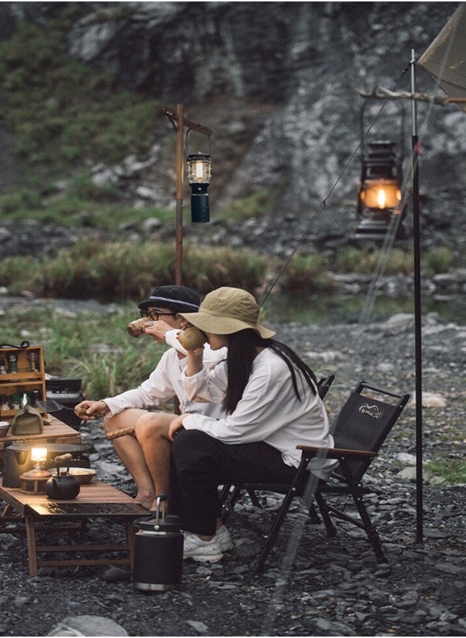 NKX - Portable Folding Table with 4 Chairs Set Wooden table Outdoor and Indoor Picnic Camping set - Image 1