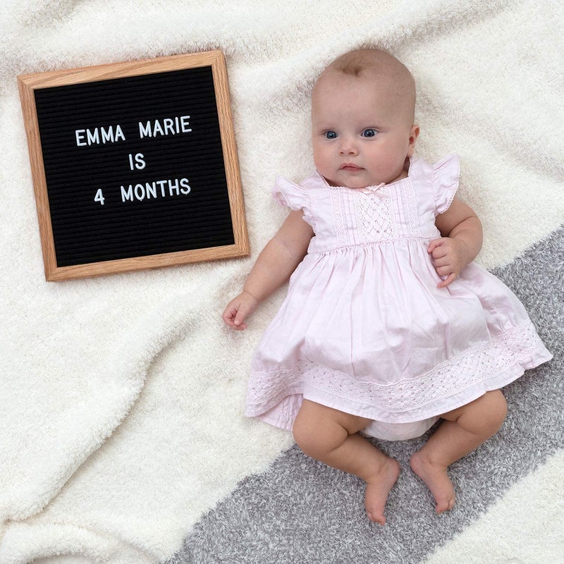 Felt Like Sharing Felt Letter Board, 10x10in Changeable Letter Board with Letters White 300 Piece - Felt Message Board, Oak Frame Wooden Letter Board for Baby Announcements, Milestones, Office Decor & More (Black) - Image 4