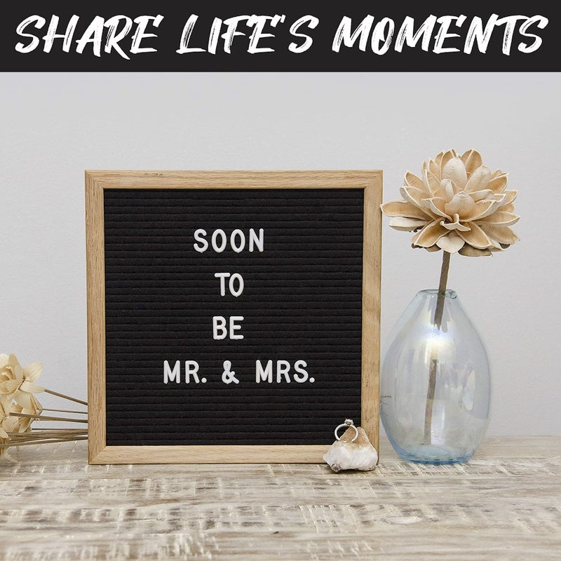 Felt Like Sharing Felt Letter Board, 10x10in Changeable Letter Board with Letters White 300 Piece - Felt Message Board, Oak Frame Wooden Letter Board for Baby Announcements, Milestones, Office Decor & More (Black) - Image 3