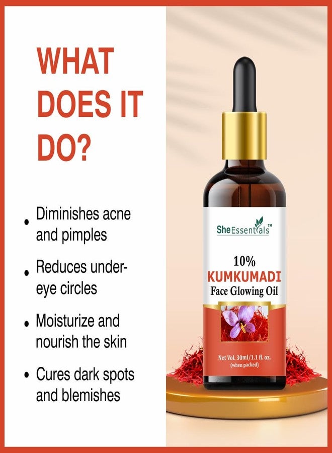 She Essentials Kumkumadi Face Glowing Oil/Serum for Natural Glowing Serum Women For All Skin Types, Natural, No Parabens & Sulphates, No Animal Testing - 30ml Pack of 1 - Image 3