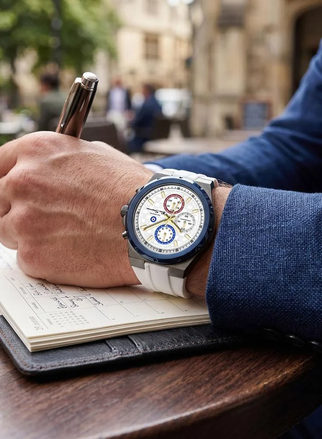 Ben Sherman white Manchester  Silver Dial White Silicone Strap Chronograph Watch for Men, 43mm for Men | Best Price UAE