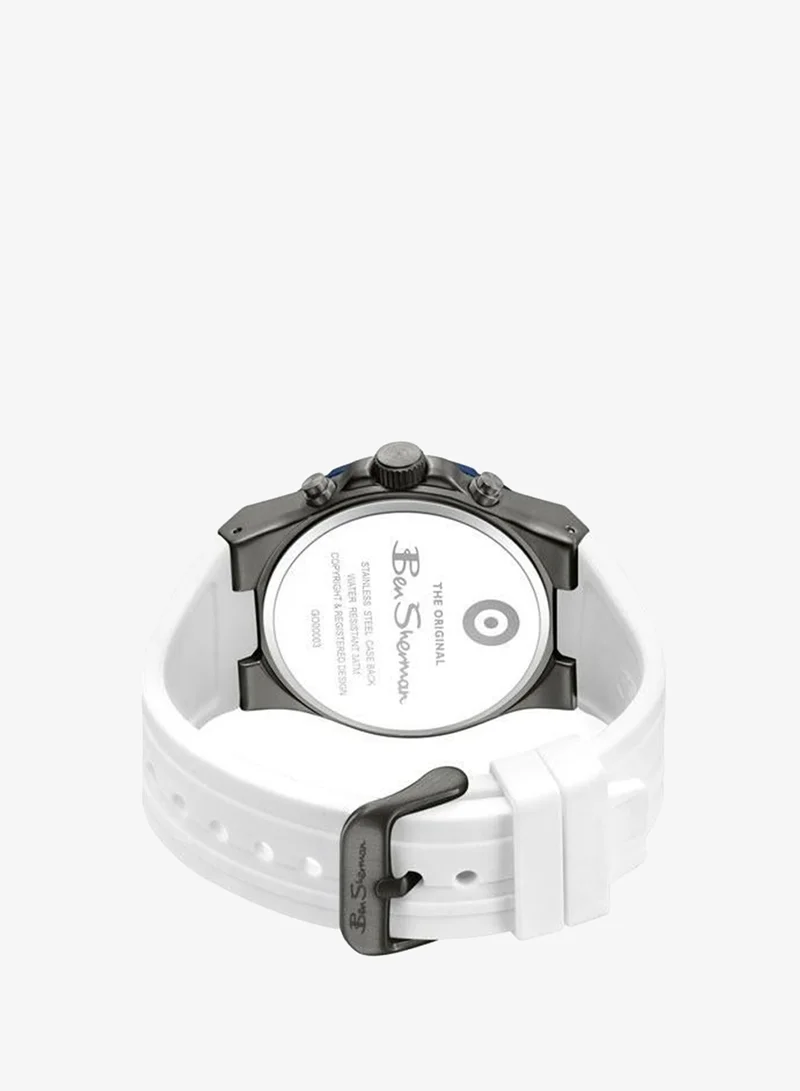 Ben Sherman white Manchester  Silver Dial White Silicone Strap Chronograph Watch for Men, 43mm for Men | Best Price UAE