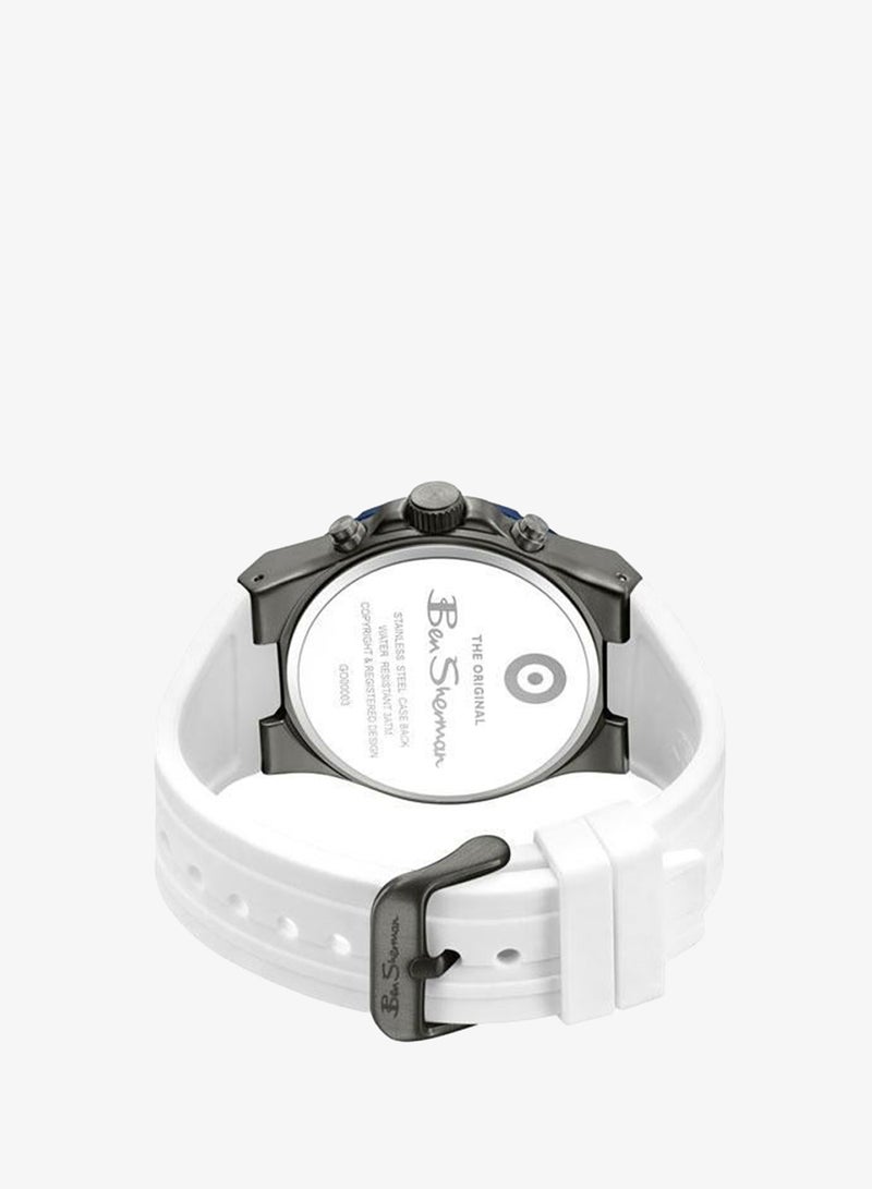Ben Sherman Manchester  Silver Dial White Silicone Strap Chronograph Watch for Men, 43mm - Image 3