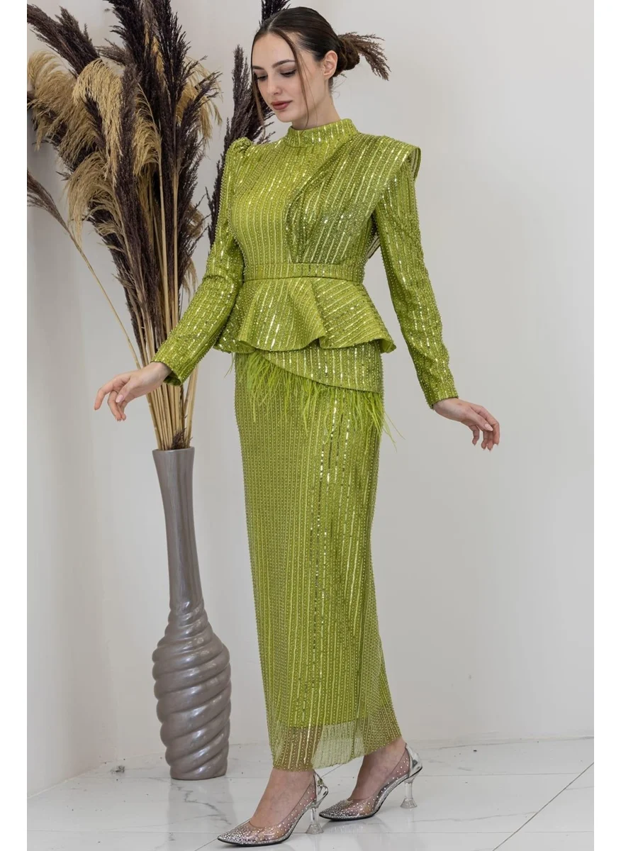 Esilanur Pamira Hijab Evening Dress Peanut