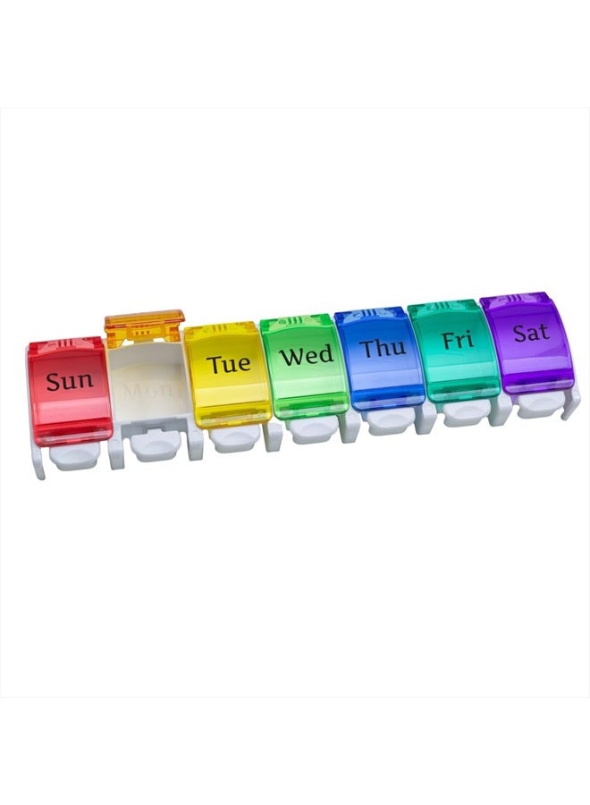 Ezy Dose Weekly (7-Day) Pill Planner, Medicine Case, Vitamin Organizer Box, X-Large Push-Button Compartments, Rainbow Lids - Image 1