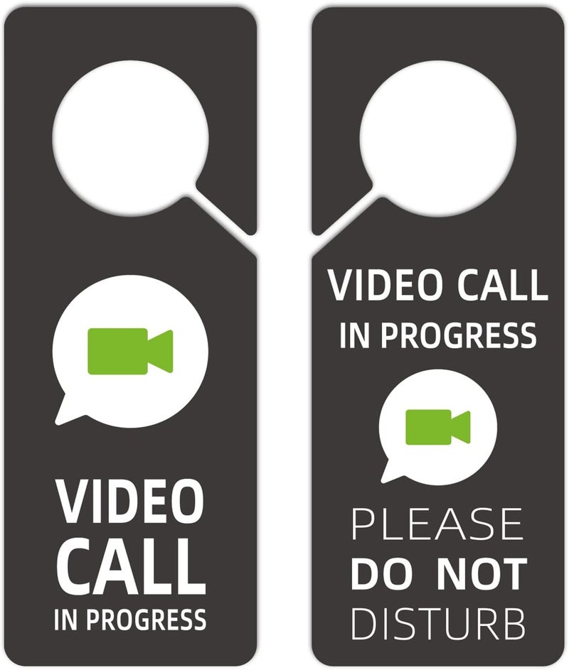 Fun-Plus Video Call In Progress Do Not Disturb Door Hanger Sign, 2 Pack (Printed on Both Sides), 9.3″x3.5″ PVC Plastic, Please Do Not Disturb Sign for Home, Office. Type 10 - Image 1