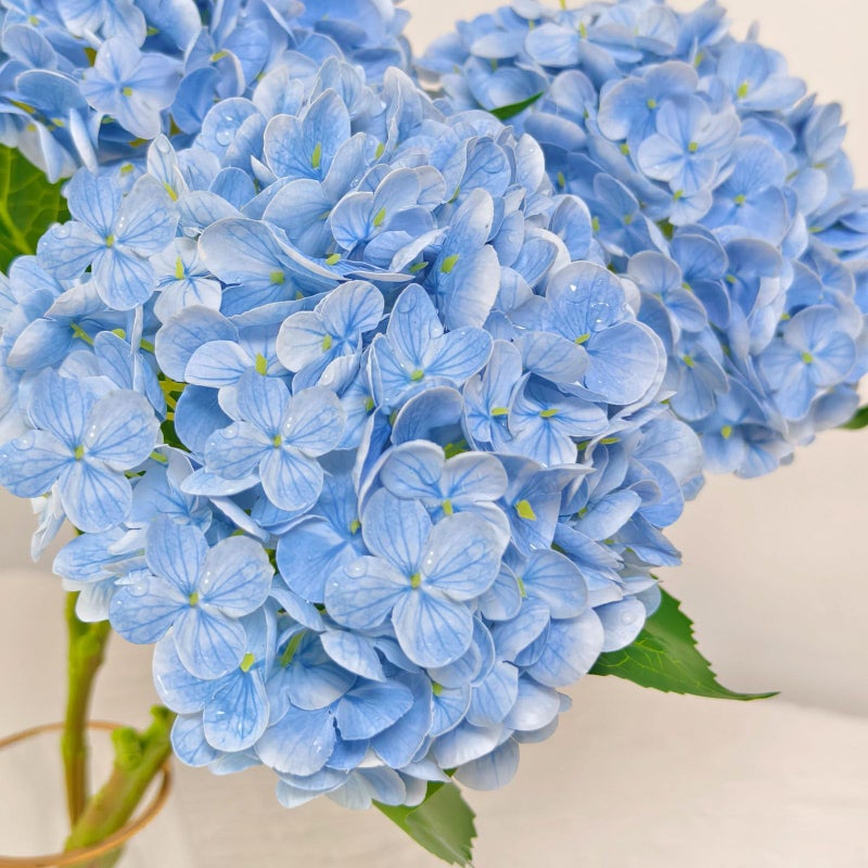Cherica Real Touch Blue Hydrangea Artificial Flowers with Stems, Fake Silk Flowers for Outdoors, 3 Pcs Artificial Flowers for Home Decor Wedding Bouquets Centerpieces Vase - Image 2