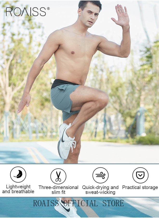 roaiss Summer Running Athletic Dry Fit Shorts Rear Zip Pocket Men Workout Fitness Training Pant Breathable  - Image 5