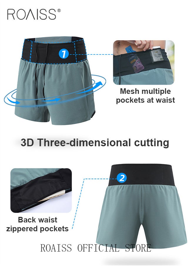 roaiss Summer Running Athletic Dry Fit Shorts Rear Zip Pocket Men Workout Fitness Training Pant Breathable  - Image 4