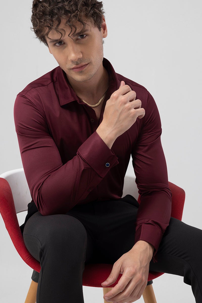SNITCH Double Cuff Maroon Shirt - Image 1