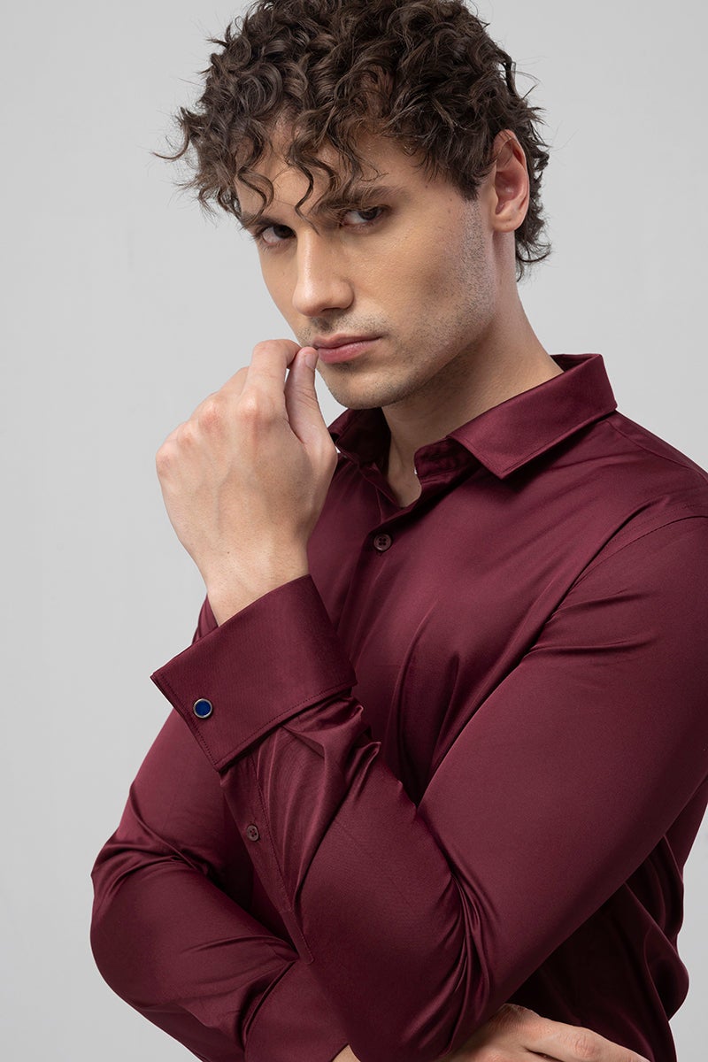 SNITCH Double Cuff Maroon Shirt - Image 2