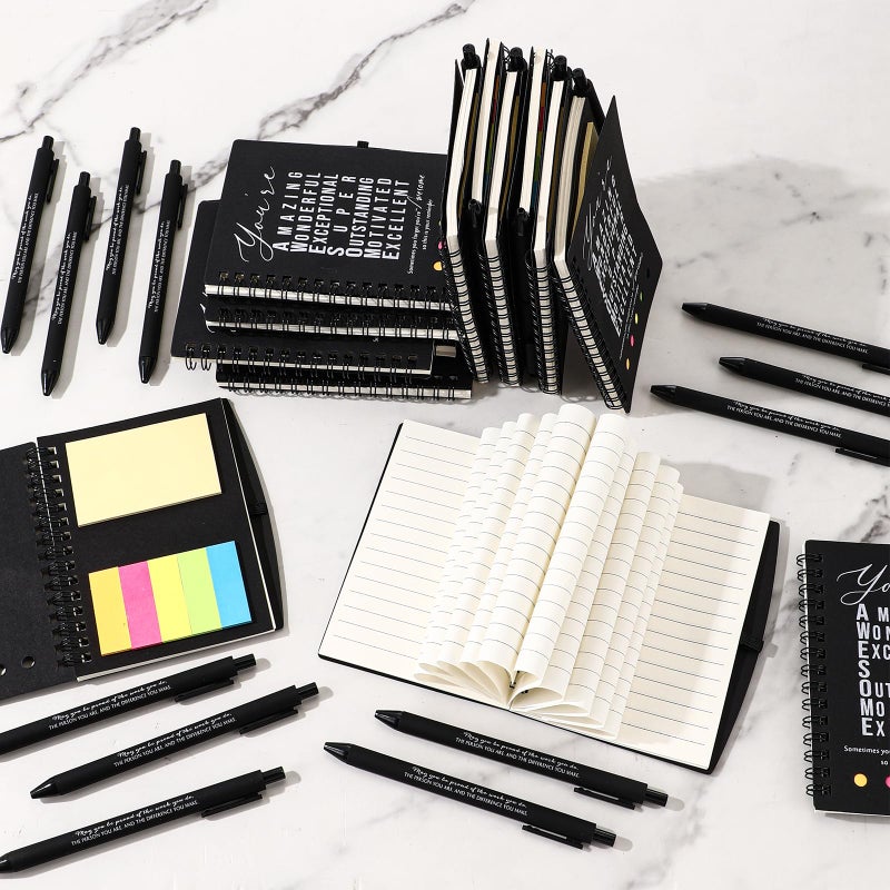 Jetec 25 Sets Christmas Team Employee Appreciation Gifts Motivational Spiral Notebooks with Sticky Notes Ballpoint Pens Coworker Inspirational Thank You Gifts(Black You are) - Image 5