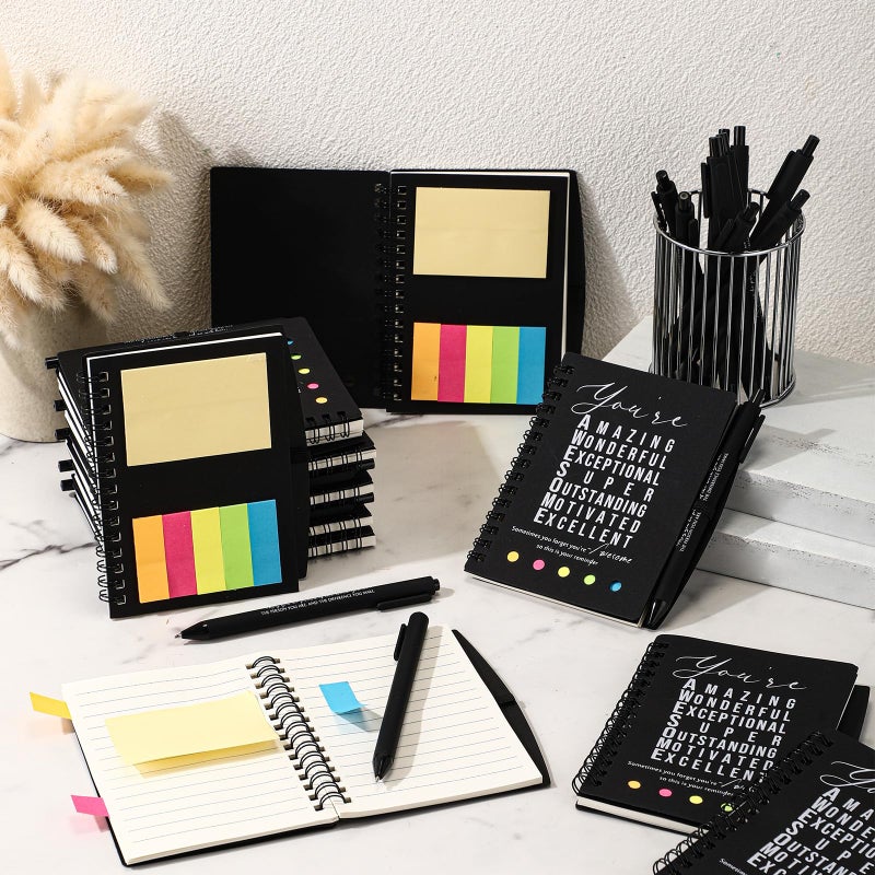 Jetec 25 Sets Christmas Team Employee Appreciation Gifts Motivational Spiral Notebooks with Sticky Notes Ballpoint Pens Coworker Inspirational Thank You Gifts(Black You are) - Image 4