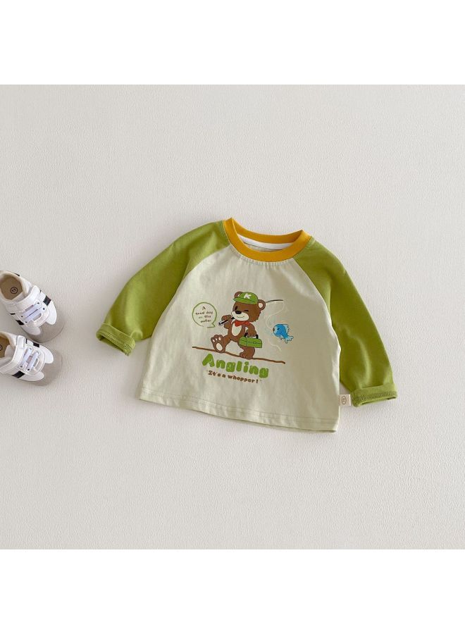【non-returnable And Non-exchangeable】 Boys' Fashion T-shirt 2026 New Spring Baby Korean Style Cartoon Print Base Layer Children's