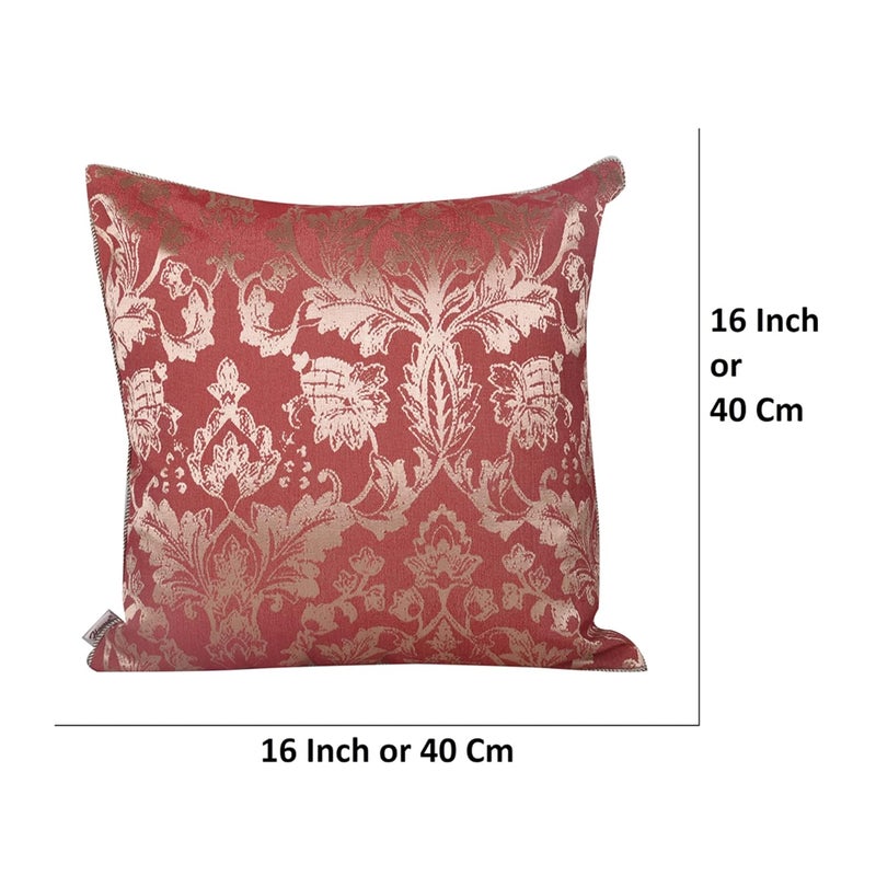 Home- The Best is for You Designer Self Design Cotton Cushion Covers | Pack of 2 (16"x16", Red_ Fiore) - Image 3