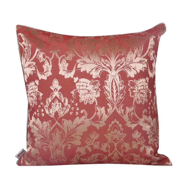 Home- The Best is for You Designer Self Design Cotton Cushion Covers | Pack of 2 (16"x16", Red_ Fiore) - Image 2
