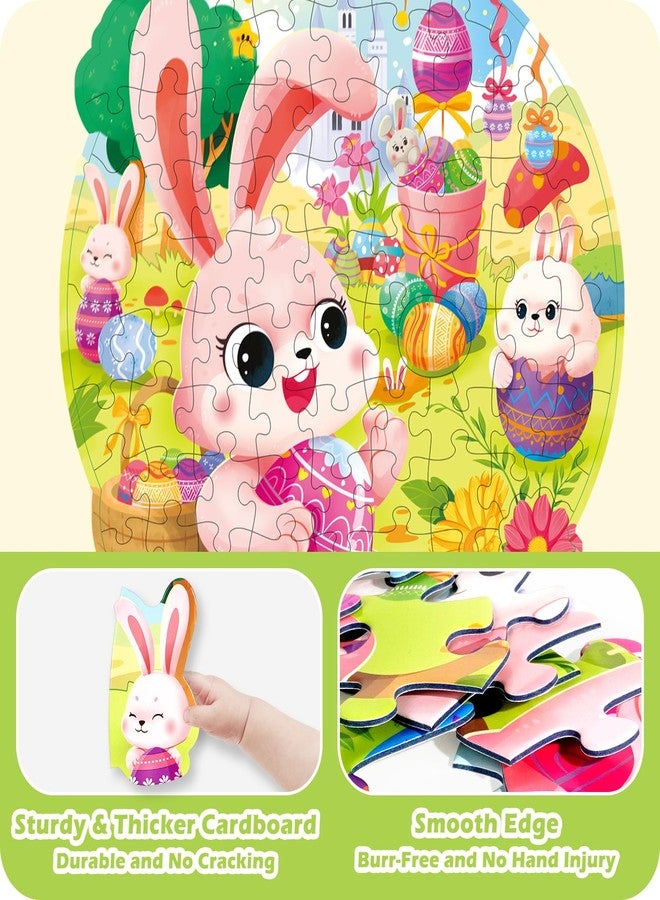 Covsen Easter Puzzles for Kids Ages 4-8, Easter Basket Stuffers 79 Pieces Kids Floor Puzzles Ages 4-6, Large Round Jigsaw Puzzles for Toddler, Bunny Puzzle Educational Toys Gifts for Girls Boys - Image 4