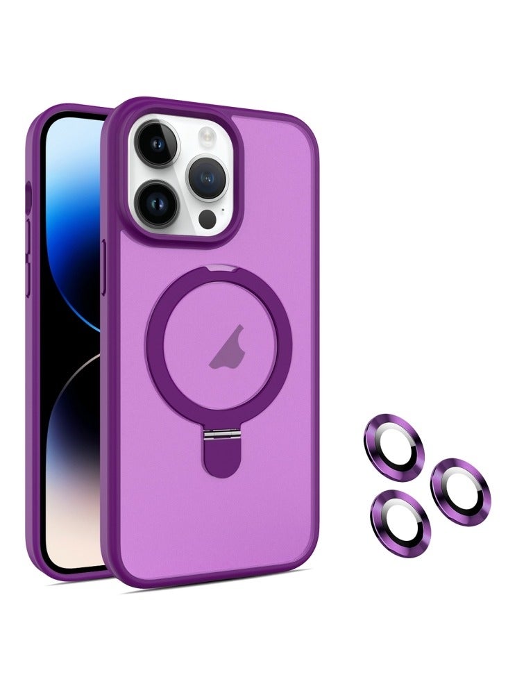 Kannzz iPhone Magnetic Case for Case [Compatible with MagSafe] Camera Lens Protector Plating Luxury Cover for Women Men Clear Soft TPU Shockproof Protective Phone Case - Purple - Image 1