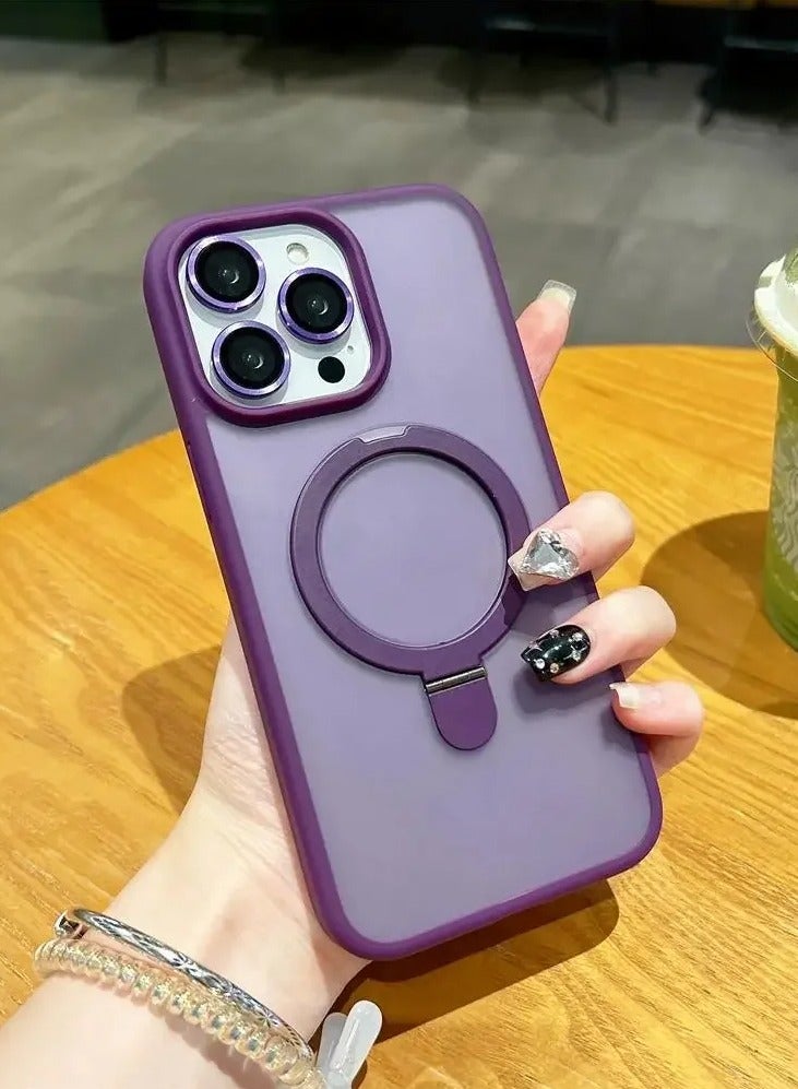 Kannzz iPhone Magnetic Case for Case [Compatible with MagSafe] Camera Lens Protector Plating Luxury Cover for Women Men Clear Soft TPU Shockproof Protective Phone Case - Purple - Image 2