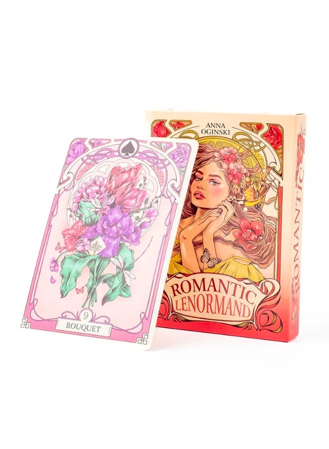 NIBEMINENT Romantic Lenoorman Tarot Card Set of 37 Cards 10.2 cm x 7.2 cm. English version. Visual Art Neo-Classical Style. Floral Pattern. Suitable for party games. Board game with game board. - Image 2