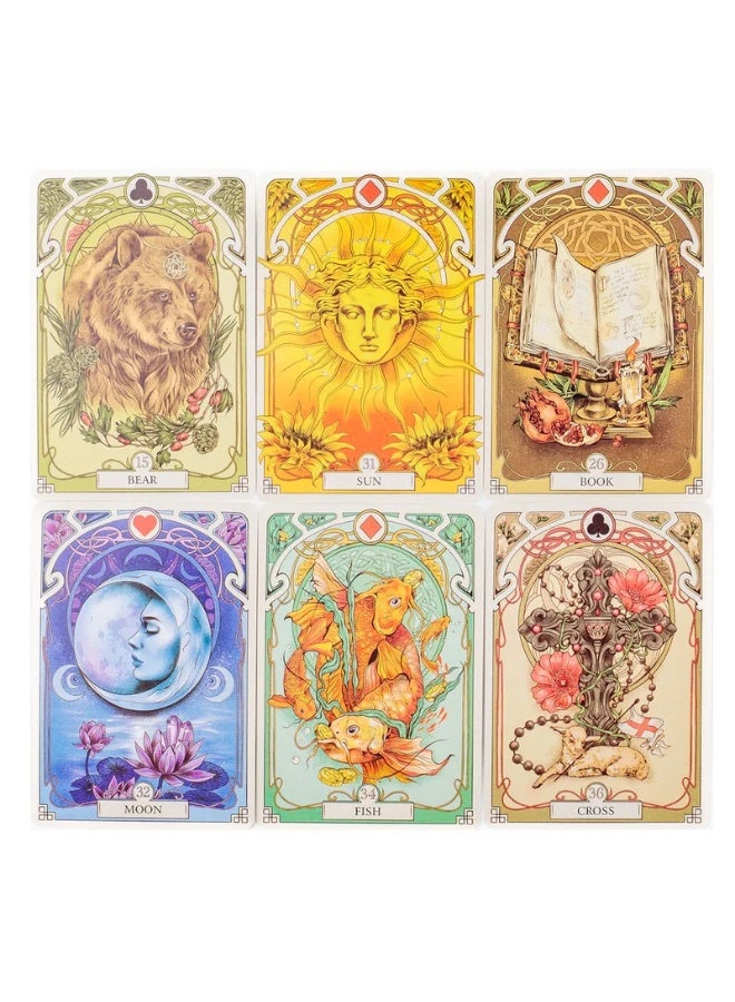 NIBEMINENT Romantic Lenoorman Tarot Card Set of 37 Cards 10.2 cm x 7.2 cm. English version. Visual Art Neo-Classical Style. Floral Pattern. Suitable for party games. Board game with game board. - Image 5