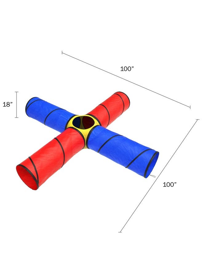 Hey! Play! Kids Play Tunnel- 4-Way Pop Up Crawl Through Tent, Indoor/Outdoor Fun for Kids, Dogs, Toddlers & Children, Foldable & Portable Playhouse, Multicolor - Image 2