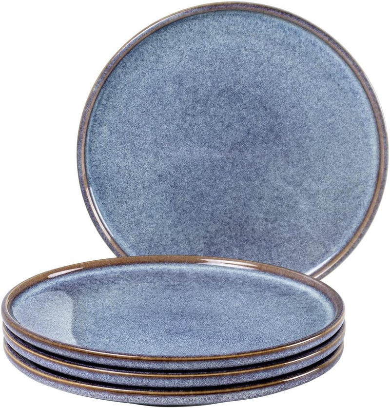 UNICASA Ceramic Dessert Plates  Dinner Salad Plates Set of 4 825 Inch Round Serving Dishes Set for Pasta  Stoneware Dinnerware Set Kitchen Dishwasher Microwave  Oven Safe Blue - Image 1