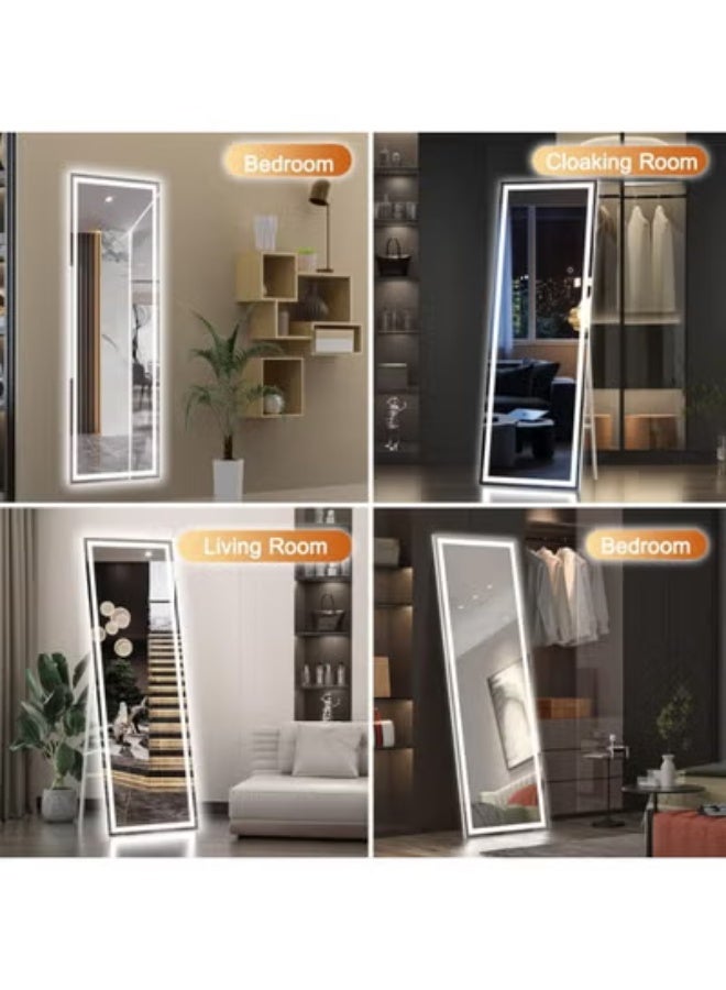 PENG GENERAL LED Full Length Mirror with Lights, 155cm*45cm, Wall-Mounted, White Frame, 3-Color Temperature Adjustable - Image 3