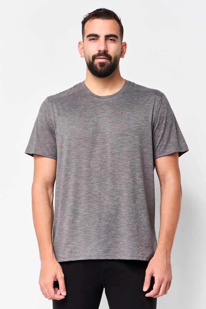 MOTION Men Sportswear Fit Short Sleeve Training T-Shirt, Charcoal - Image 1