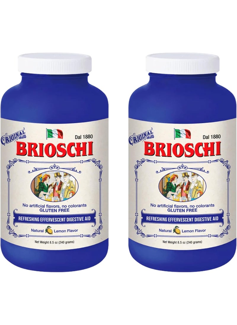 Brioschi Brioschi Italian Lemon Flavored Effervescent Heartburn, Upset Stomach, Acid Indigestion, 8.5 oz bottle (Pack of 2) 