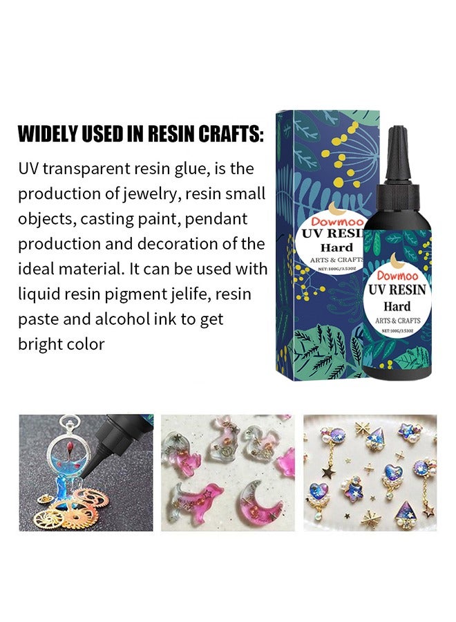  دومو راتنج الأشعة فوق البنفسجية الصلب ، 100 جرام واضح الكريستال الصلب علاج الأشعة فوق البنفسجية علاج راتنجات الايبوكسي لصنع المجوهرات DIY ، ديكور المنزل ، راتنج الشمس النشط للشمس الشفاف لصب الراتنج والصب والطلاء (100 جرام) - Image 3