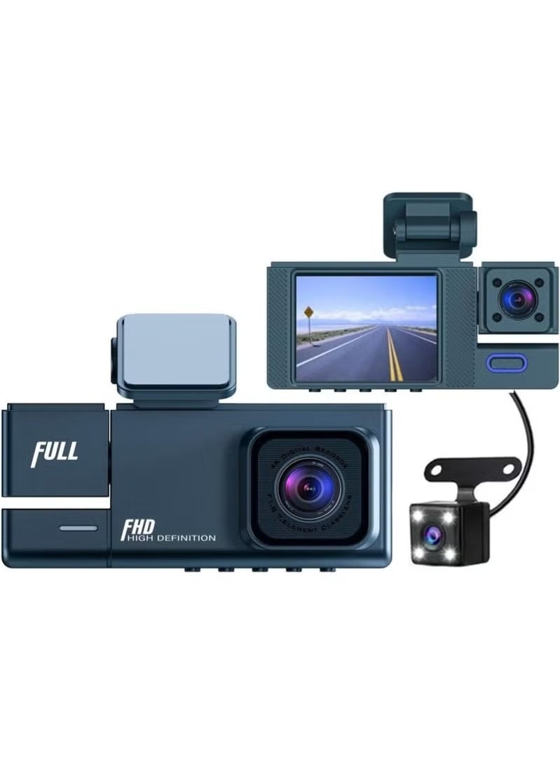 BlueFire Car Dash Cam Front and Rear Inside - 3-Channel Dash Camera 1080P Full HD DVR | Triple Car Camera with Cabin Camera | 170° Wide Angle, G-Sensor, Loop Recording | Parking Monitor, Reverse Camera 2-inch IPS Display - Image 1