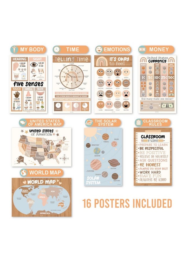 Hadley Designs 16 Boho Preschool Classroom Posters - Educational Posters For Toddlers 1-3, Toddler Learning Posters, Homeschooling Supplies, Alphabet Poster For Toddlers, Days Of The Week Poster For Kids Posters  - Image 5