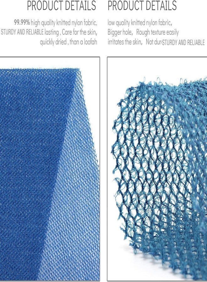 UJFQBH 3 Pieces African Bath Sponge African Net Long Net Bath Sponge Exfoliating Shower Body Scrubber Back Scrubber Skin Smoother,Great for Daily Use (Blue) - Image 2