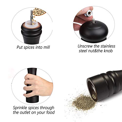 JOIDXIR Pepper Mill Black Pepper Grinder Mill Wood Refillable Stainless Steel Mechanism Adjustable Coarseness - Image 2