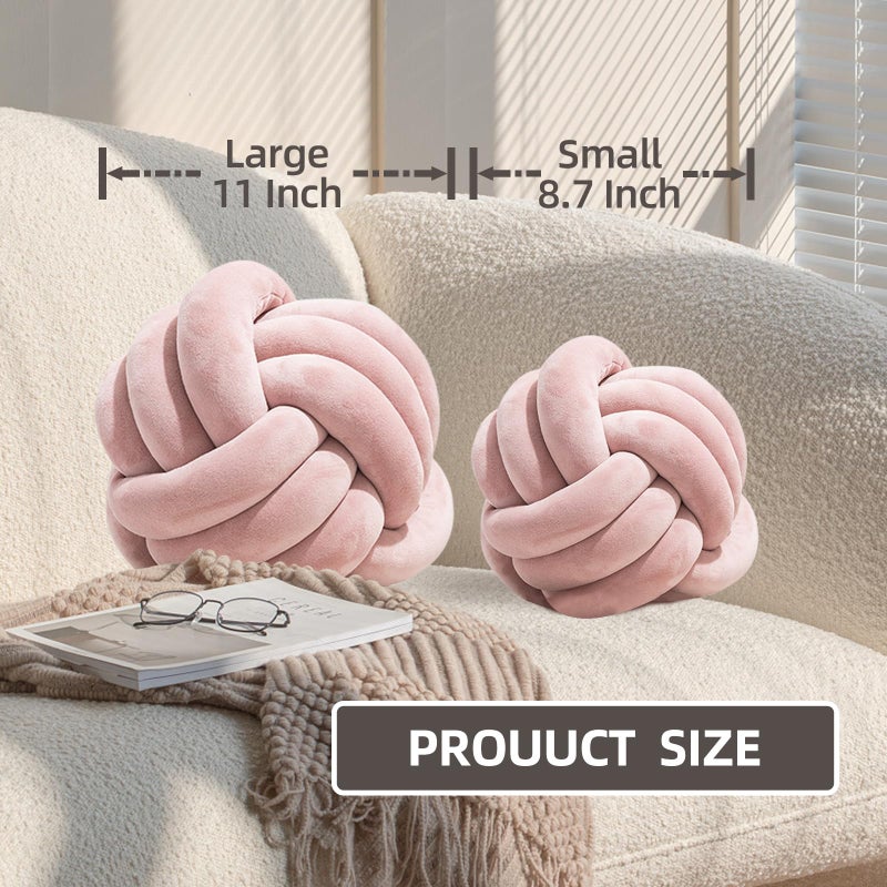 Wadser 2 Pcs Knot Pillow Ball, Caramel Knotted Pillow Plush Ball Pillows, 8.7" Decorative Throw Pillows for Sofa Couch Aesthetic Home Decor - Image 3