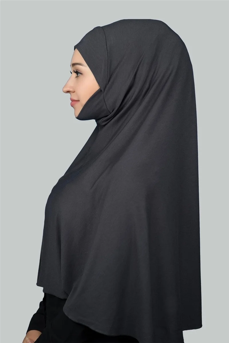 التوبة Ready-made Turban Practical Scarf with Veil Hijab Nikap Hijab - Prayer Cover Soufflé (3Xl) - Smoked