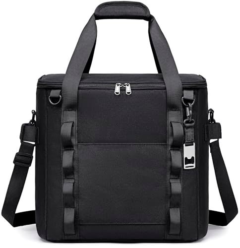 TuErCao Insulated Soft Cooler Bag 12x12x12 Large Leakproof Soft Sided Ice Chest for Travel Beach Camping 50 Cans Portable Cooler Box for Grocery Shopping Road Trips Black - Image 1
