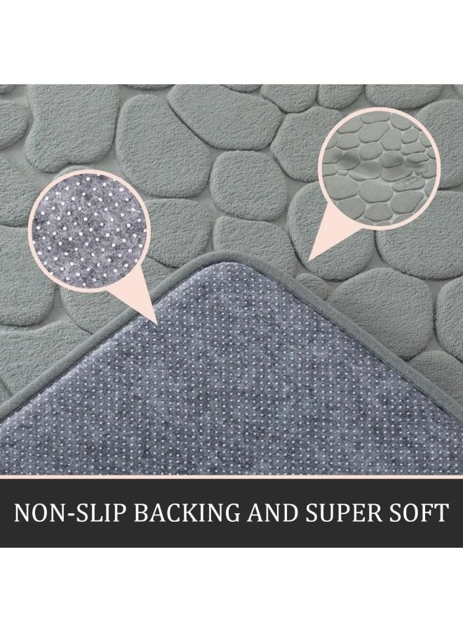 Vixplorn Bathroom Rugs Sets 3 Pieces, Ultra Soft Plush Bath Mats for Bathroom, Polyester Fiber Stone Embossed Toilet Lid Cover Floor Mats Bathtub Side Absorbent Carpets - Image 2