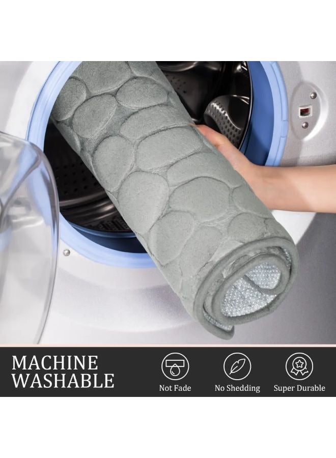 Vixplorn Bathroom Rugs Sets 3 Pieces, Ultra Soft Plush Bath Mats for Bathroom, Polyester Fiber Stone Embossed Toilet Lid Cover Floor Mats Bathtub Side Absorbent Carpets - Image 4