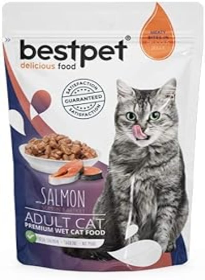 bestpet أفضل حيوان أليف قطط بالغة - هلام السلمون - 85 جرام
