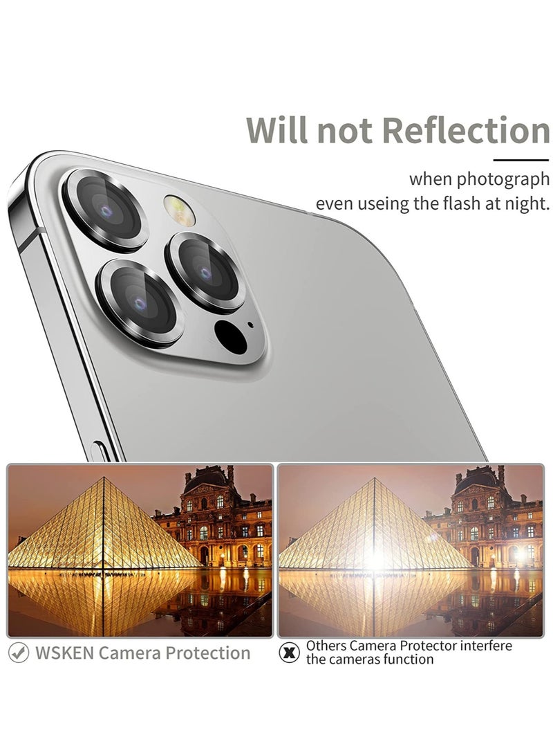ELTRAZONE iPhone 13 Pro Max (6.7 inch)/ iPhone 13 Pro (6.1 inch) Camera Lens Protector,Anti Scrach HD Tempered Glass Metal Camera Screen Protector Shockproof Cover Film,Silver - Image 4