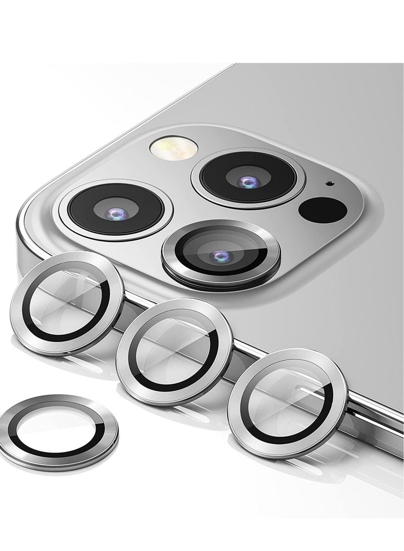 ELTRAZONE iPhone 13 Pro Max (6.7 inch)/ iPhone 13 Pro (6.1 inch) Camera Lens Protector,Anti Scrach HD Tempered Glass Metal Camera Screen Protector Shockproof Cover Film,Silver - Image 1