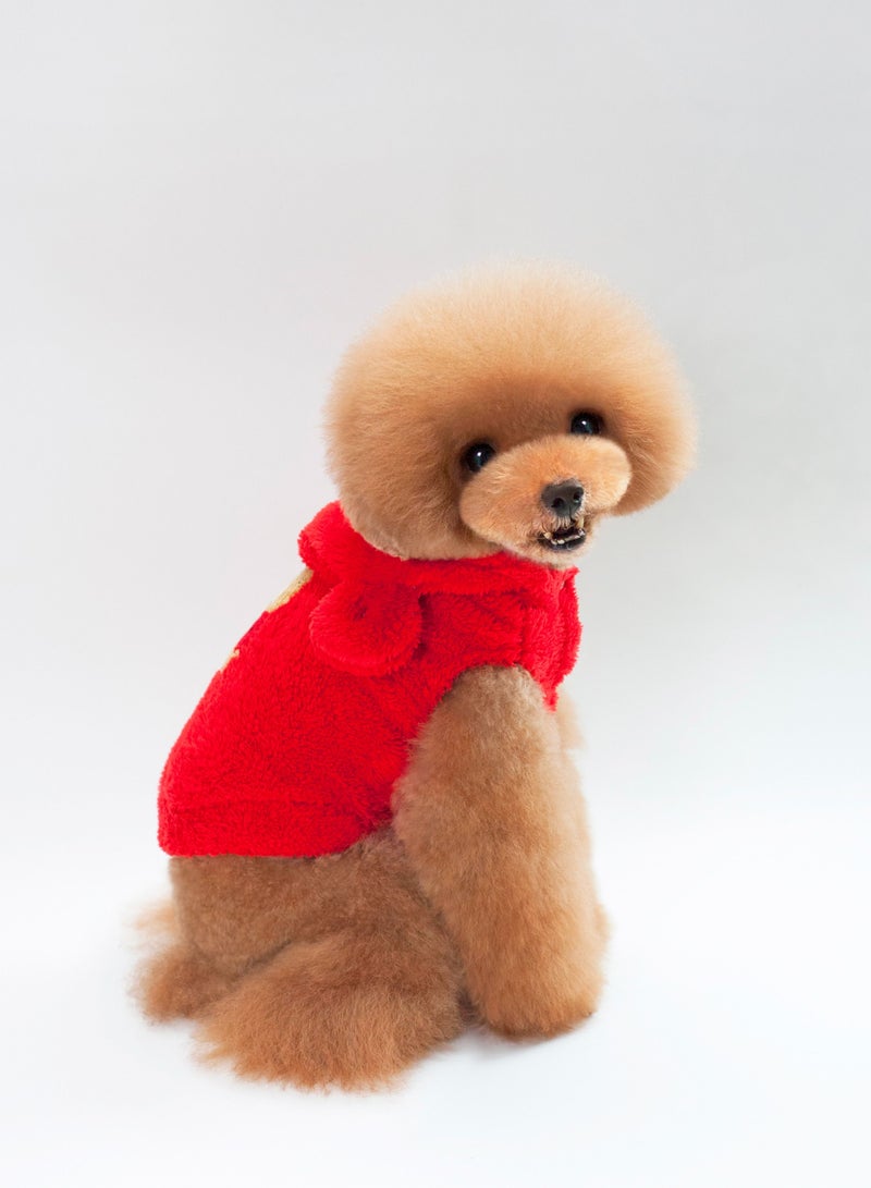 Loquat A pet dog wears a coat and a hat Red - Image 2