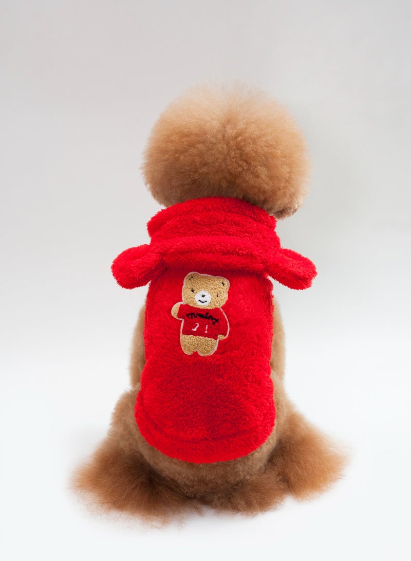 Loquat A pet dog wears a coat and a hat Red - Image 3